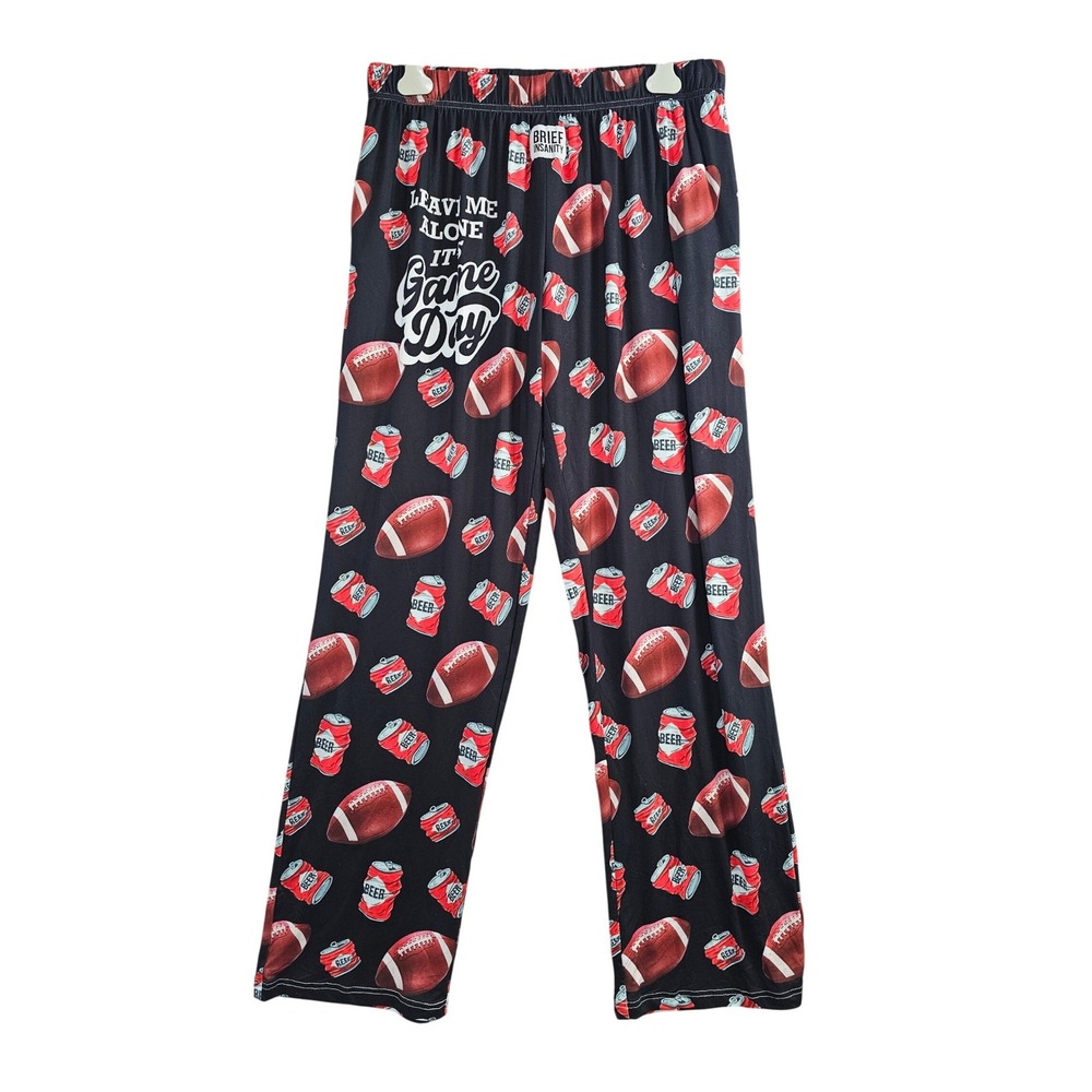 Brief Insanity Lounge Pants Mens XXL Black Football Beer Game Day Novelty Pajama